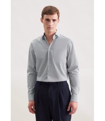 Chemise ml fantaisie seidensticker 18bleu