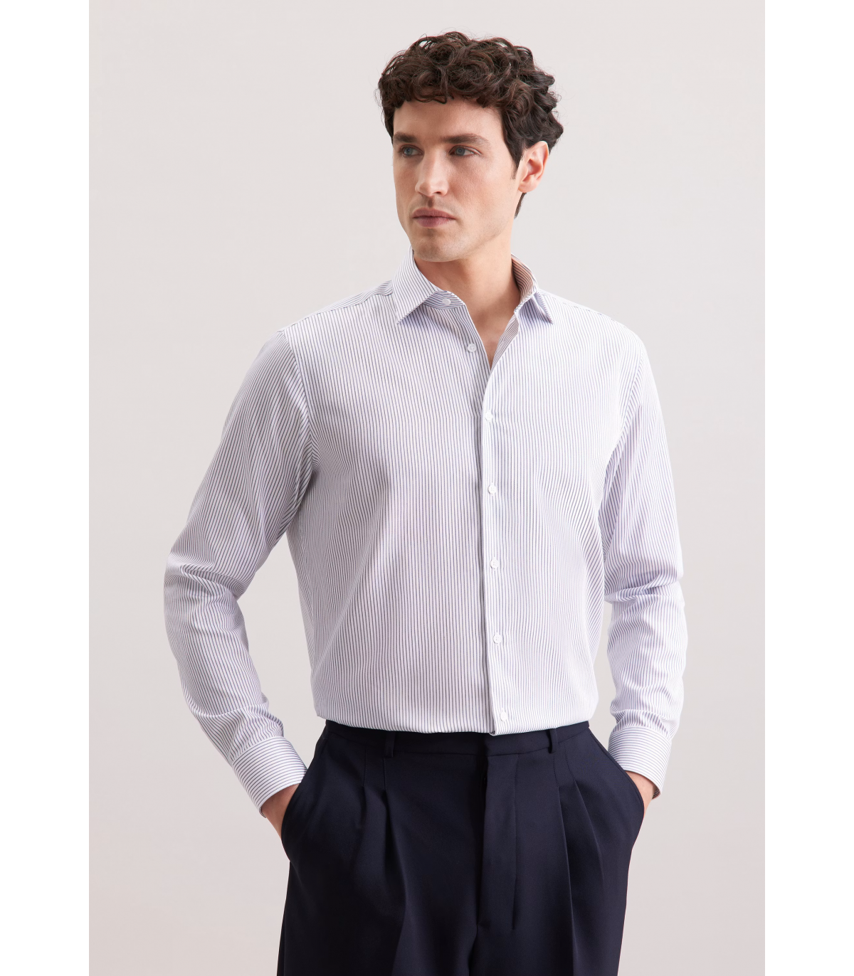 Chemise ml fantaisie seidensticker 16bleu