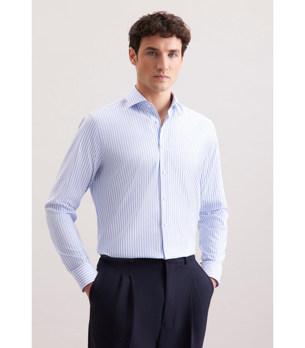 Chemise ml fantaisie seidensticker 12bleu