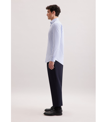 Chemise ml fantaisie seidensticker 12bleu