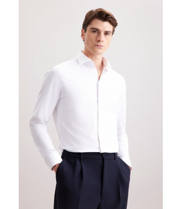 Chemise ml uni seidensticker 01blanc