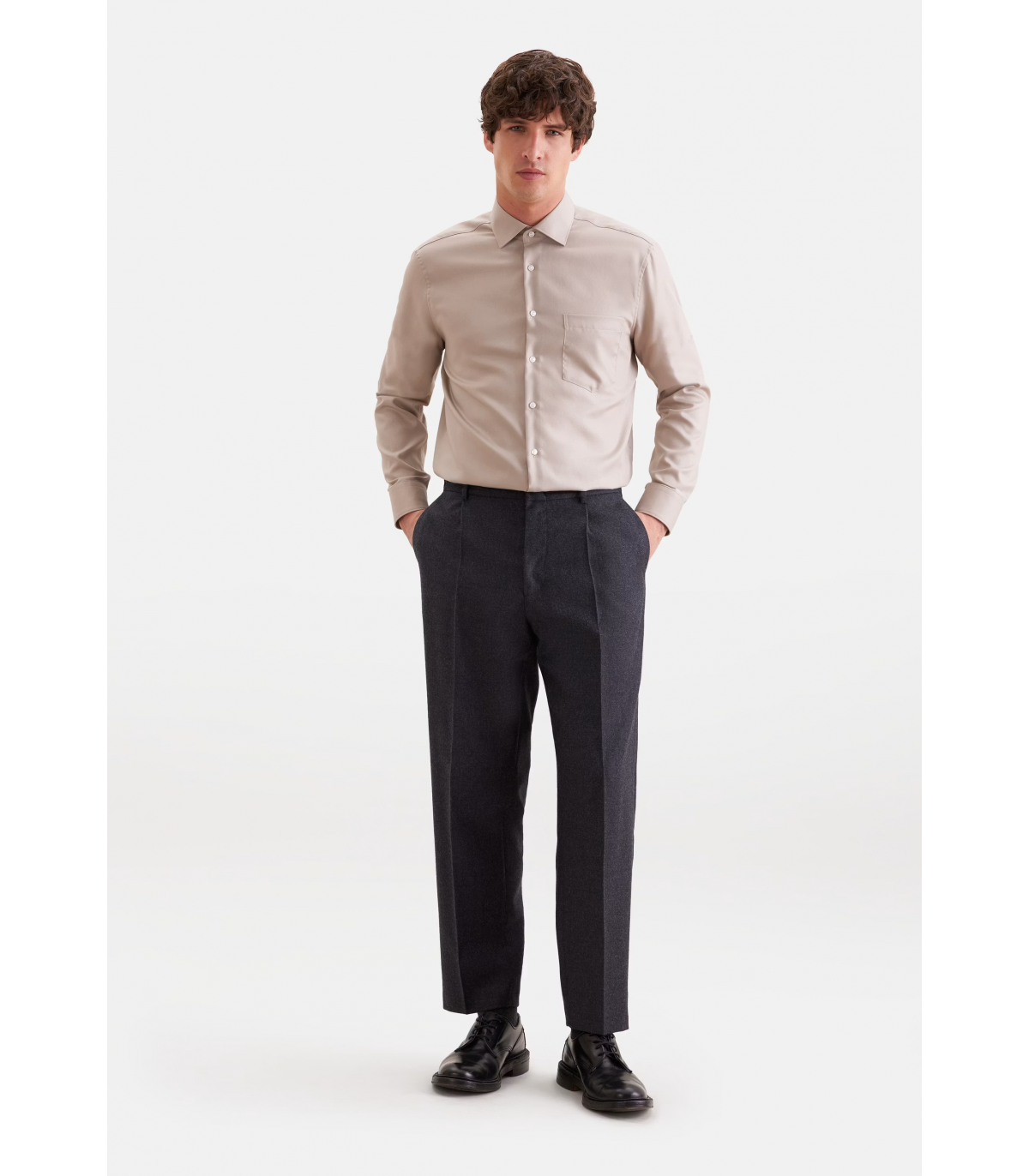 Chemise ml uni seidensticker 05beige