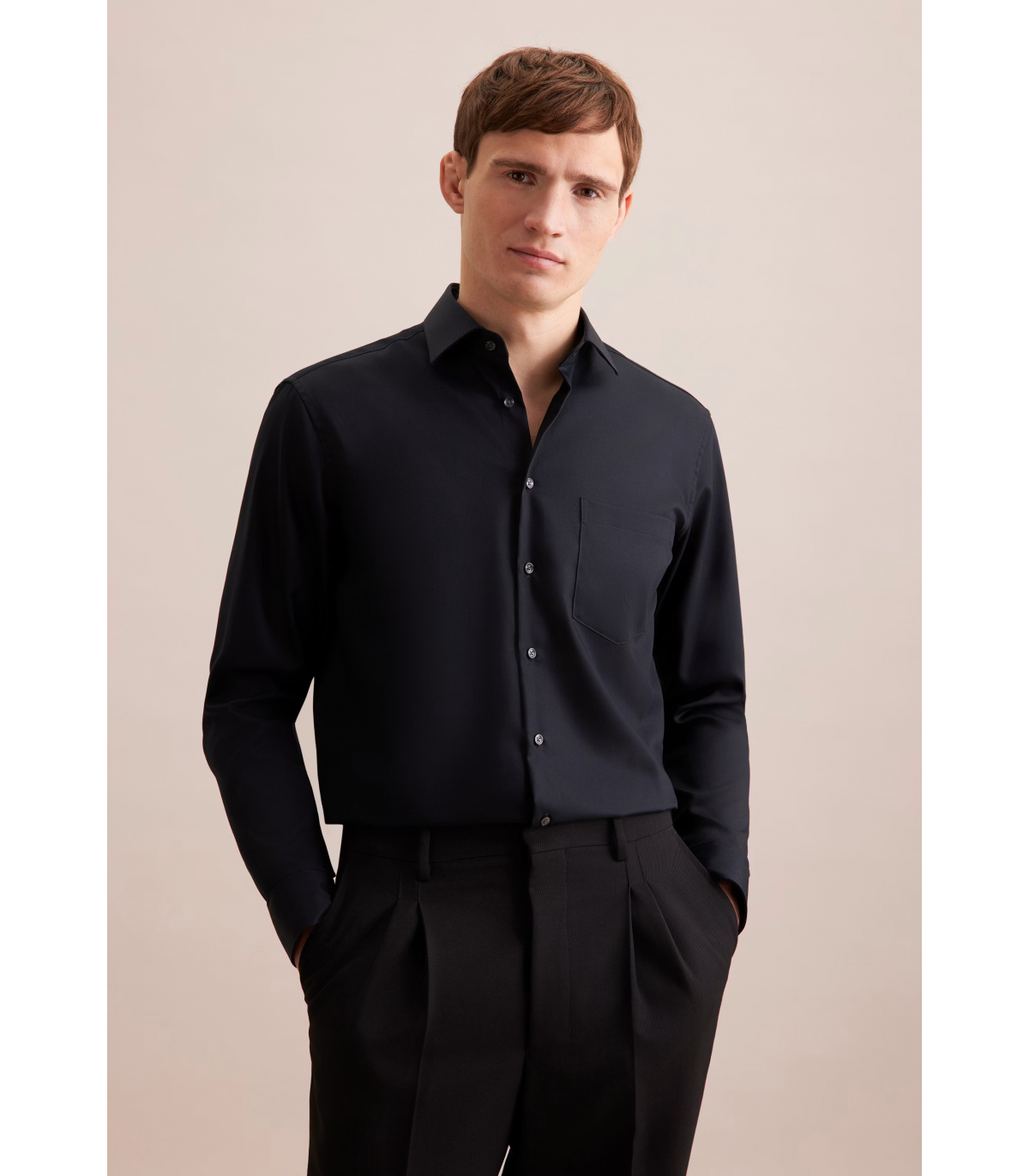 Chemise ml uni seidensticker 39noir