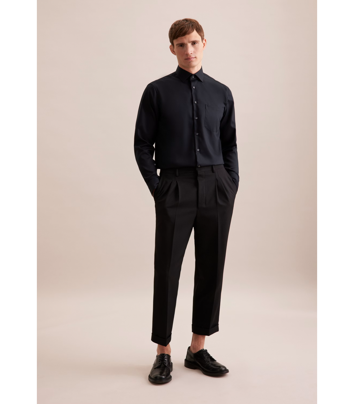 Chemise ml uni seidensticker 39noir