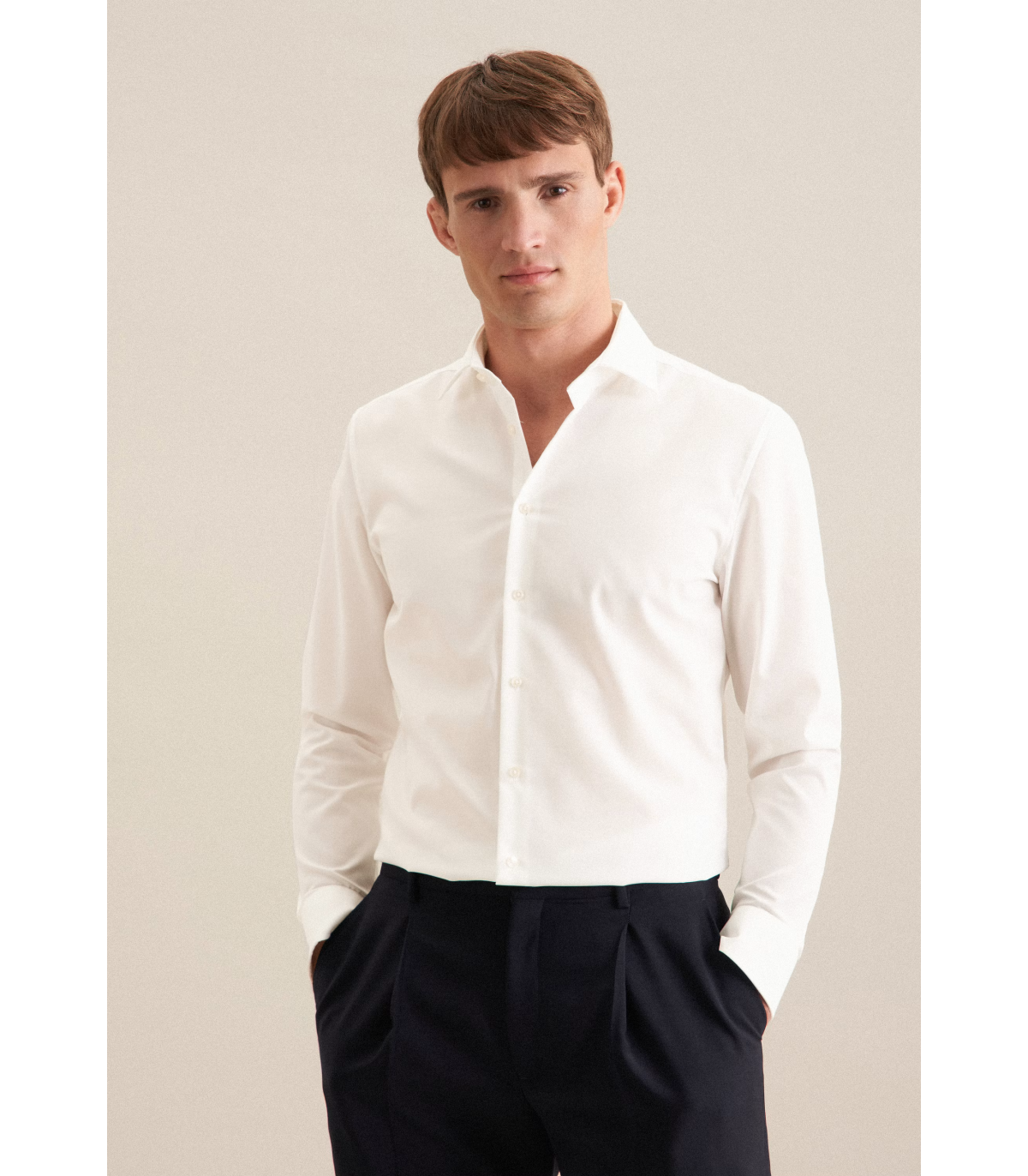 Chemise ml uni seidensticker 21ecru