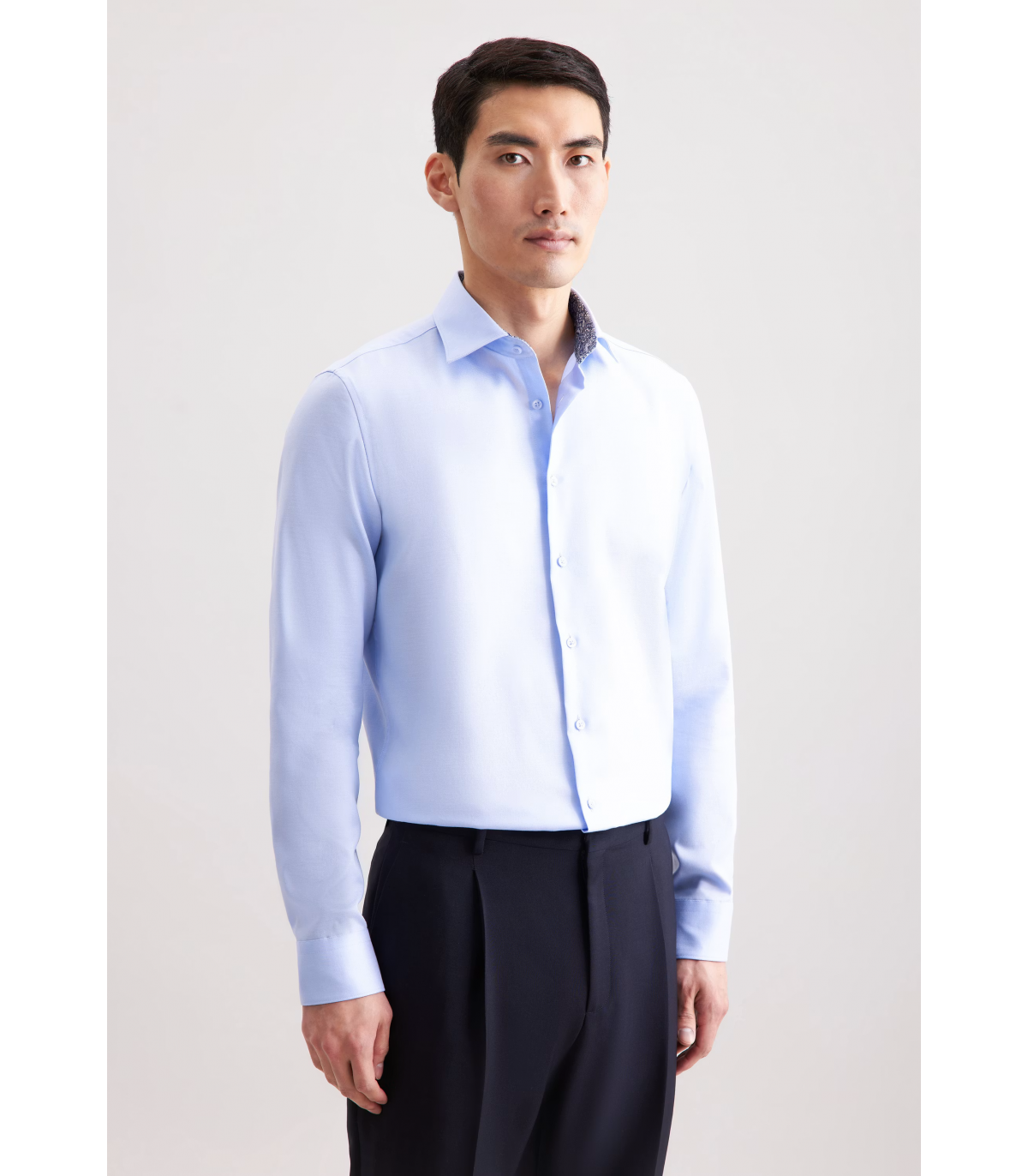 Chemise ml uni seidensticker 11bleu