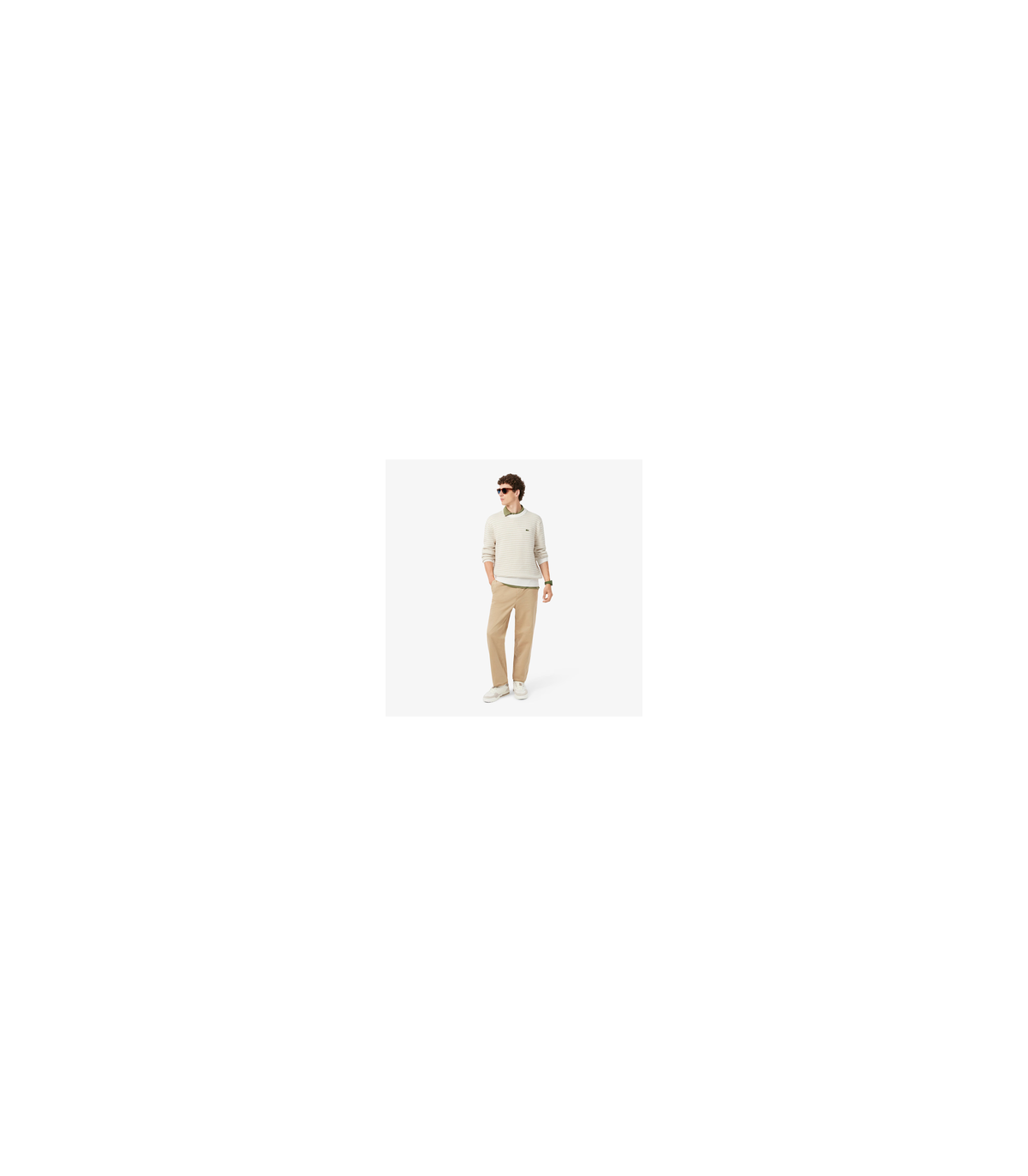 Pull col rond lacoste wl6-poudre