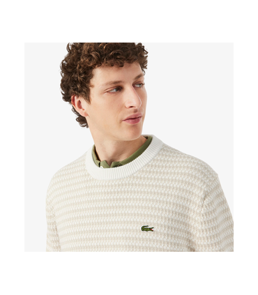 Pull col rond lacoste wl6-poudre