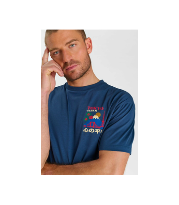 Tee shirt mc tps cerises 3007bleu