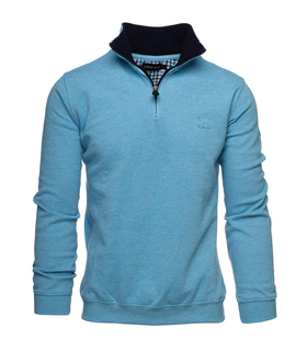 Pull col zippe ethnic blue ciel