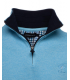 Pull col zippe ethnic blue ciel