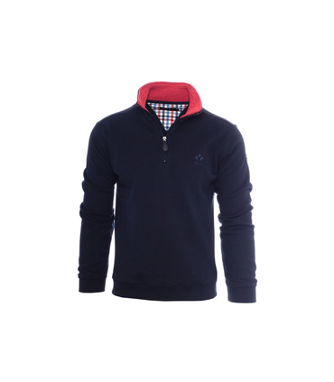 Pull col zippe ethnic blue marine