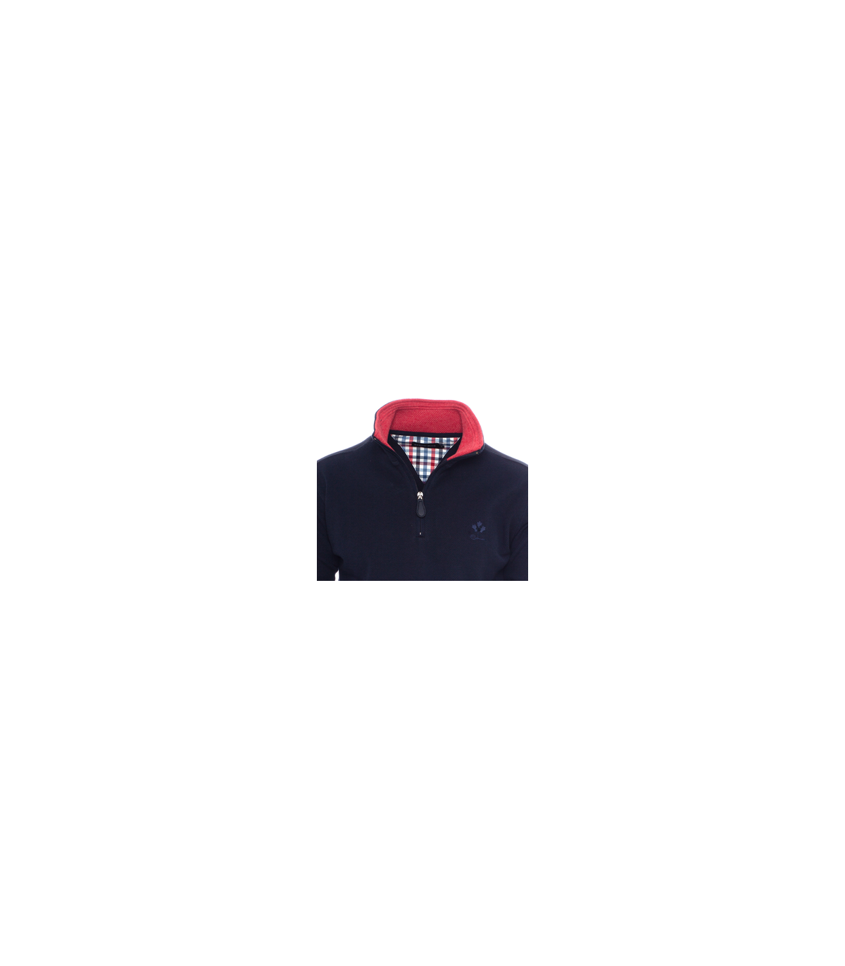 Pull col zippe ethnic blue marine