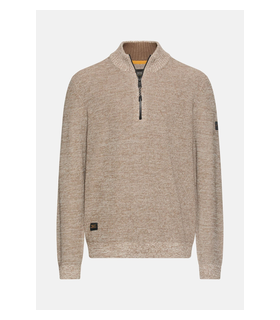 Pull col zippe camel 15ecru