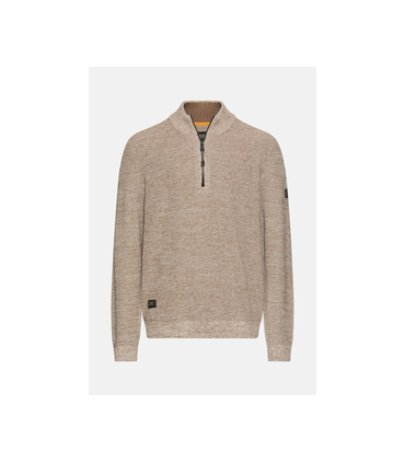 Pull col zippe camel 15ecru