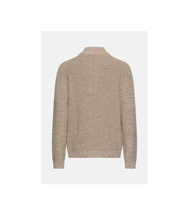 Pull col zippe camel 15ecru