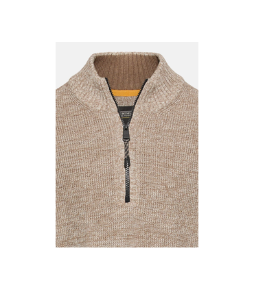 Pull col zippe camel 15ecru