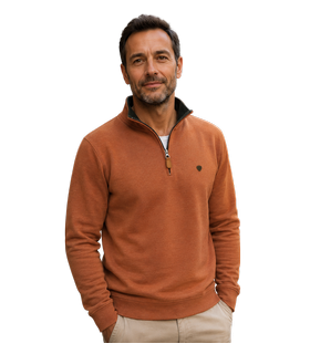 Sweat zippe emblematique tomette