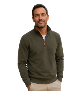 Sweat zippe emblematique vert