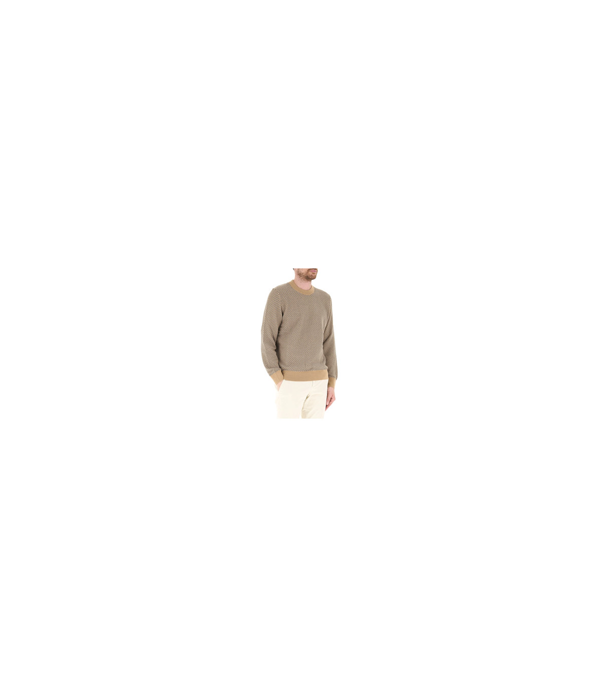 Pull col rond boss black 260mediumbeige