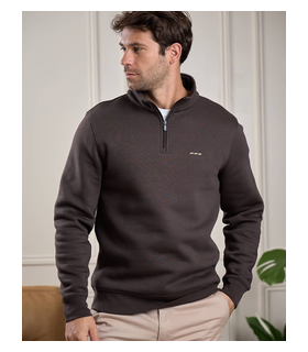 Sweat col zippe mise au green 503amarron