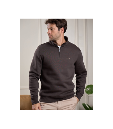 Sweat col zippe mise au green 503amarron