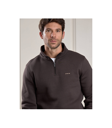 Sweat col zippe mise au green 503amarron