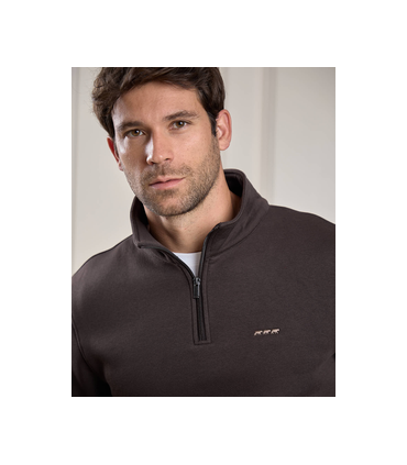 Sweat col zippe mise au green 503amarron