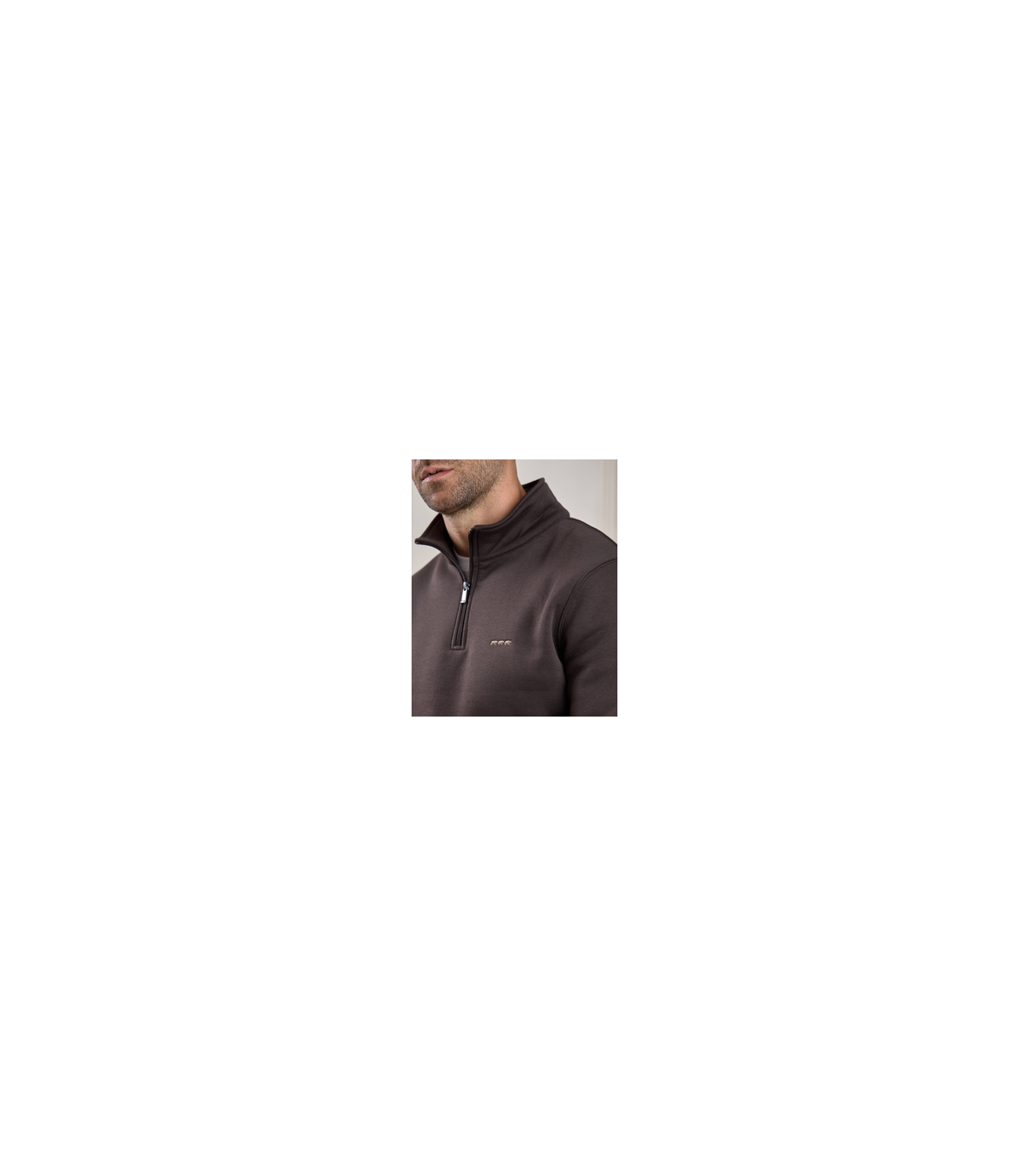 Sweat col zippe mise au green 503amarron