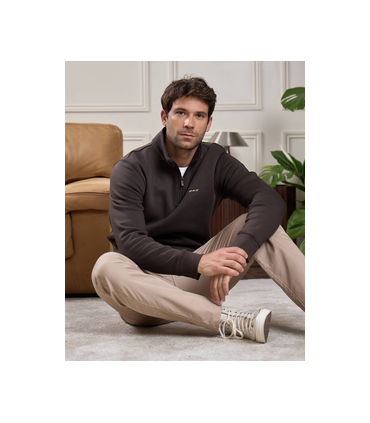 Sweat col zippe mise au green 503amarron